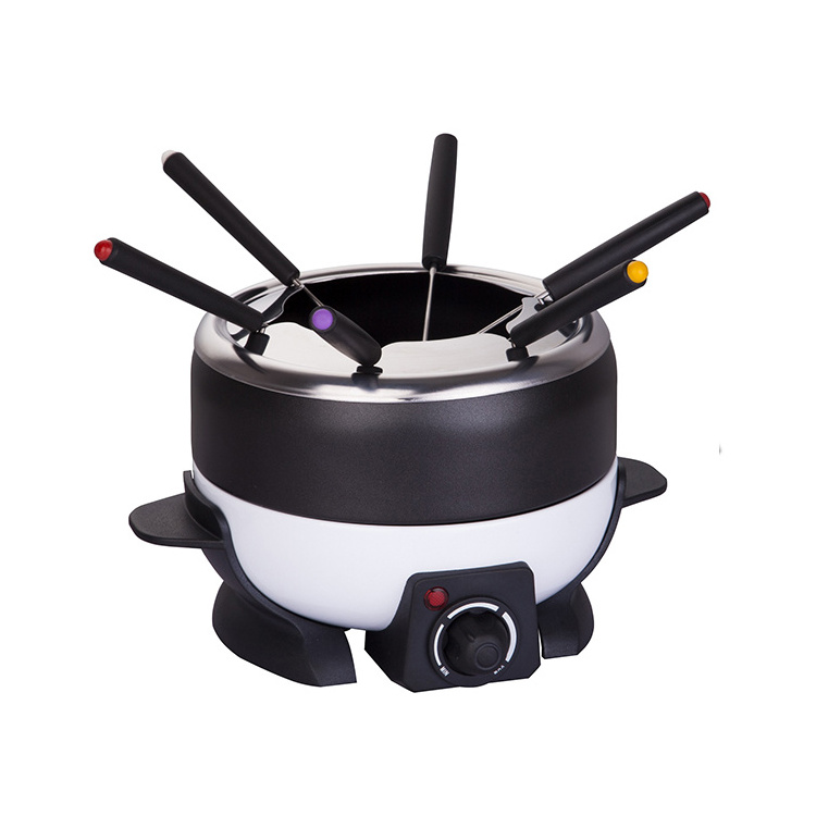 1.3L 6 S/S Fork Stainless Steel Small Electric Fondue Maker Fruit Cheese Electric Fondue Pot Set