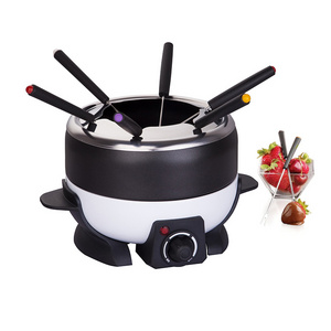 1.3L 6 S/S Fork Stainless Steel Small Electric Fondue Maker Fruit Cheese Electric Fondue Pot Set