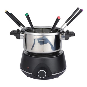 Household Small Stainless Steel 8 Fork Chocolate Fruit Electric Cheese Fondue Maker Melting Pot Electric Chocolate Fondue Set