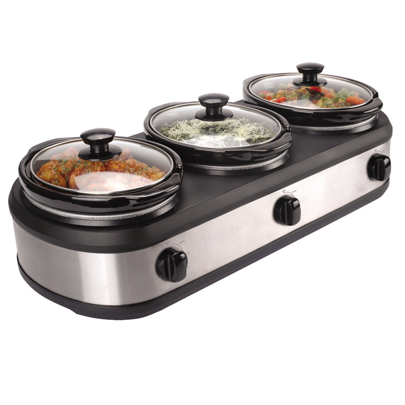 3 pcs 1.5 Qt Round Slow cooker With Removable Lid and Stoneware