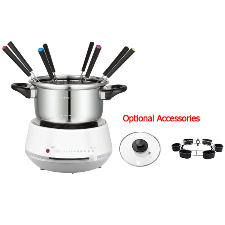 High Quality Stainless Steel 8 Fork Fruit Cheese Fondue Maker Melting Pot Cheese Electric Fondue Set For Home Party