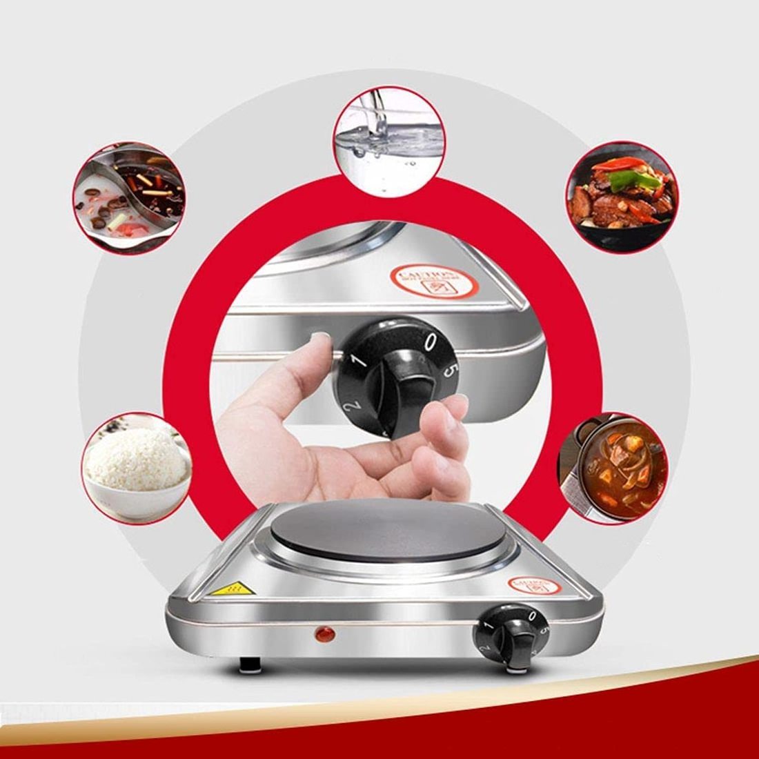 500 Watts Electric Single Burner Cooktop Cast Iron Hot plate With 5 Level Temperature Control