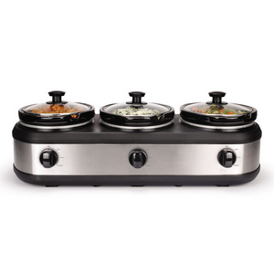 3 pcs 1.5 Qt Round Slow cooker With Removable Lid and Stoneware