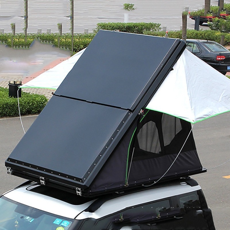 2023 new Camping Aluminum Roof Top Tent Car Rooftop Tent Triangle Clam shell Hard Shell Roof Top Tent With skylight