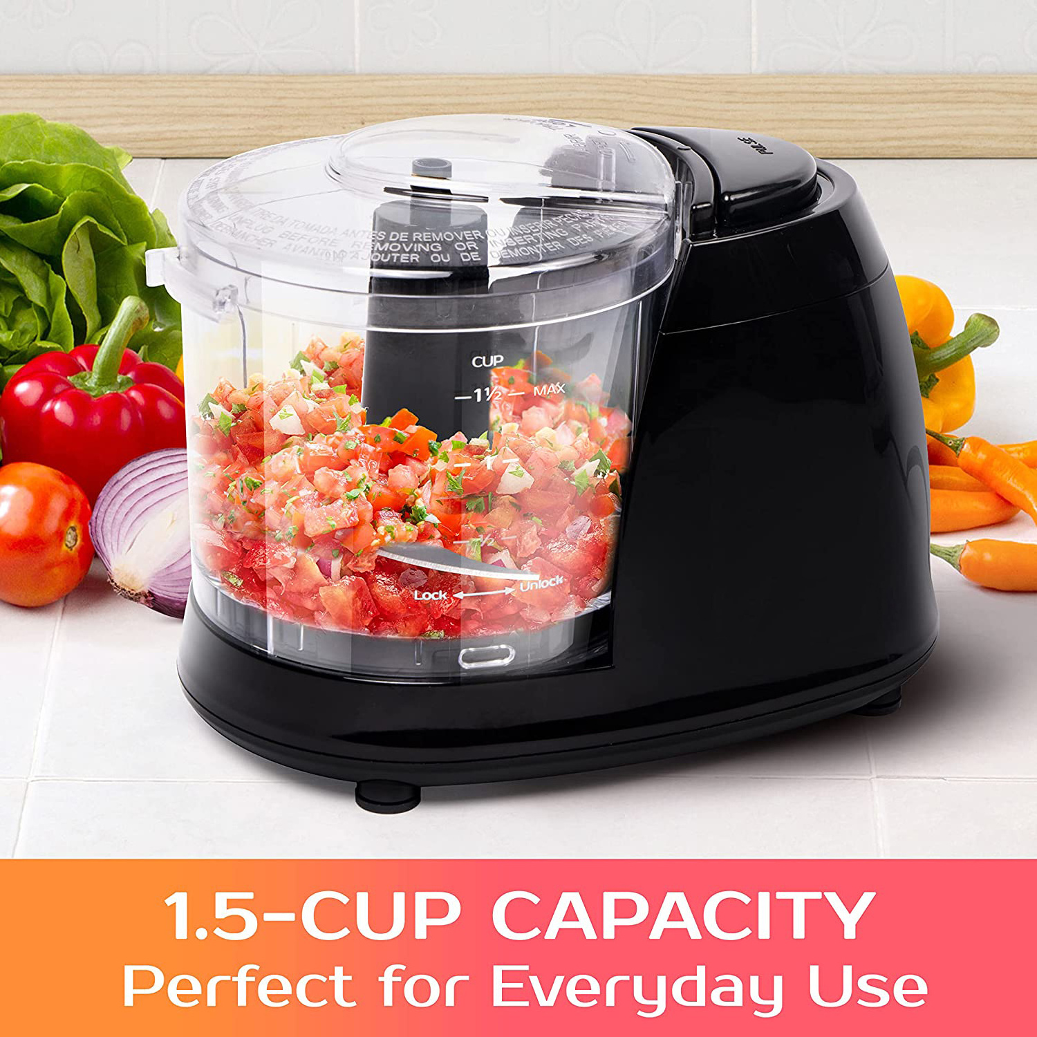 High Quality Professional 1.5 Cup Mini Food Processor Meat Grinder Household Electric Chopper for Sale