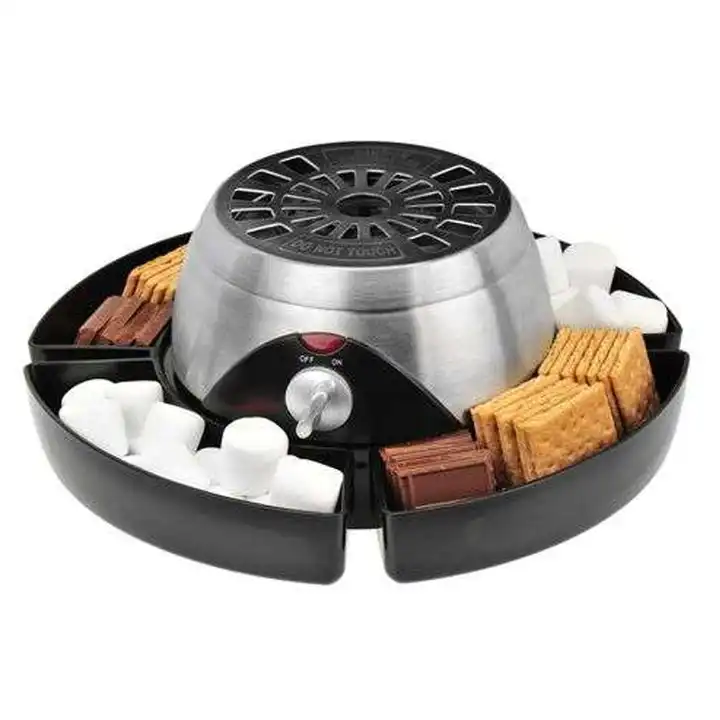 ETL Approved Chocolate 4 Compartment Trays Marshmallow Roaster Machine Indoor Electric Smores Maker with Four Forks