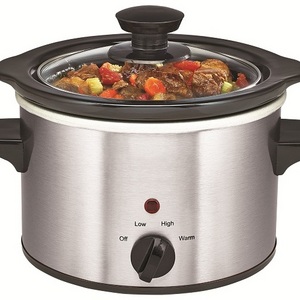 SC-1500 1.5QT Stainless Steel Mini Round electric slow cooker with  Removable Ceramic Pot