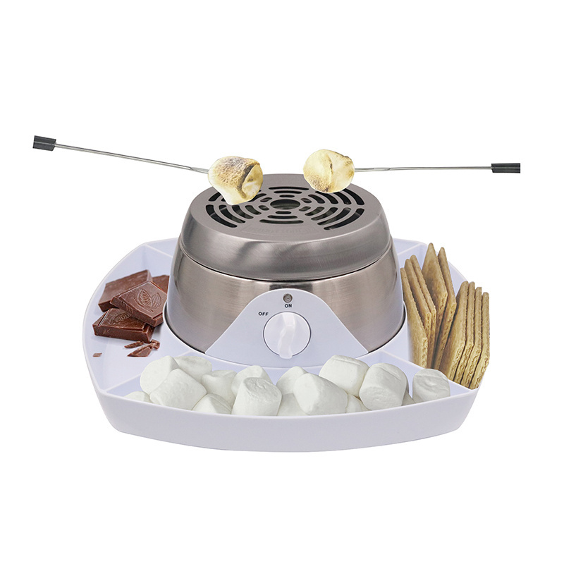 ETL Approved Chocolate Marshmallow Roaster Tabletop Stainless Steel Indoor Electric Smores Maker with Four Forks