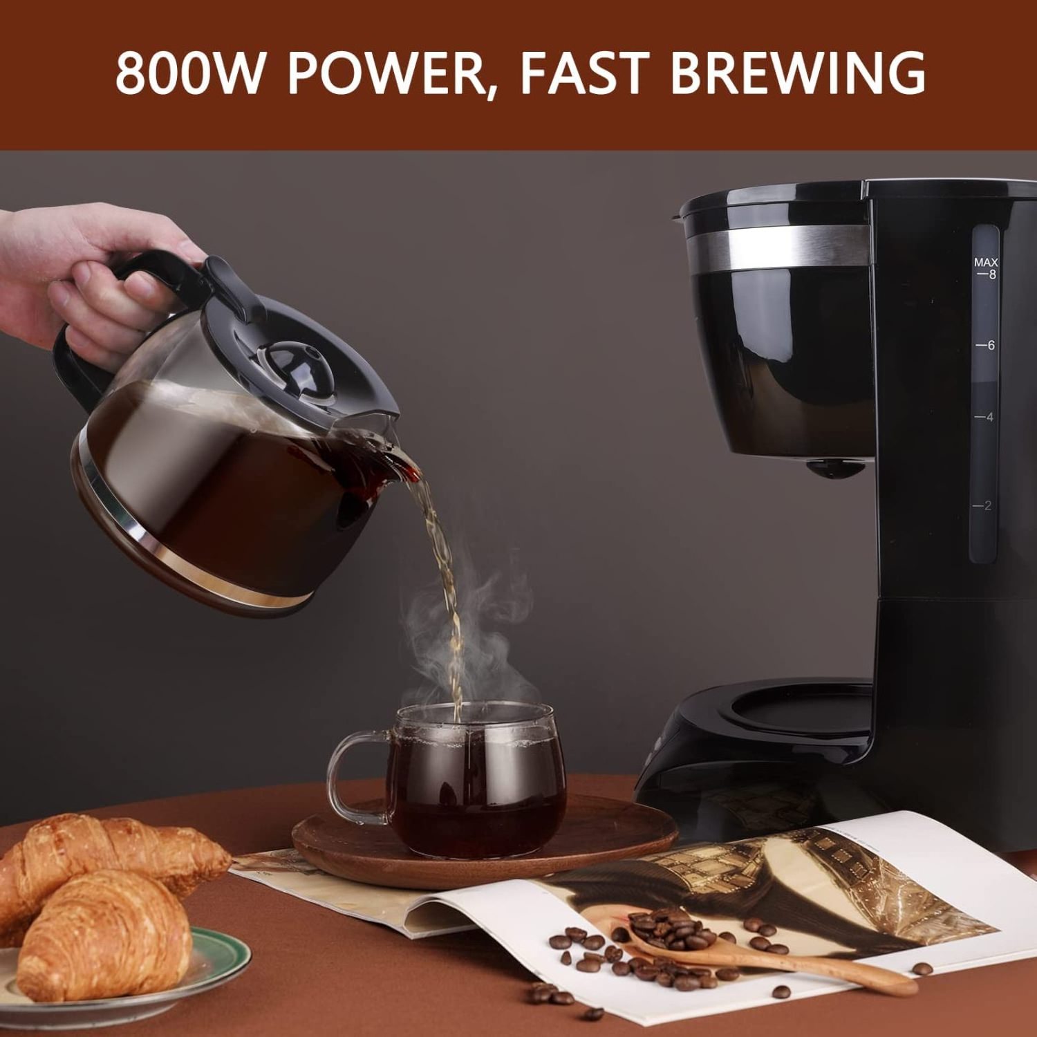 10 Cup Coffee Maker Drip Coffee Maker with Glass Carafe Programmable Coffee Maker 24H Timer and Anti-Drip System Auto Keep Warm