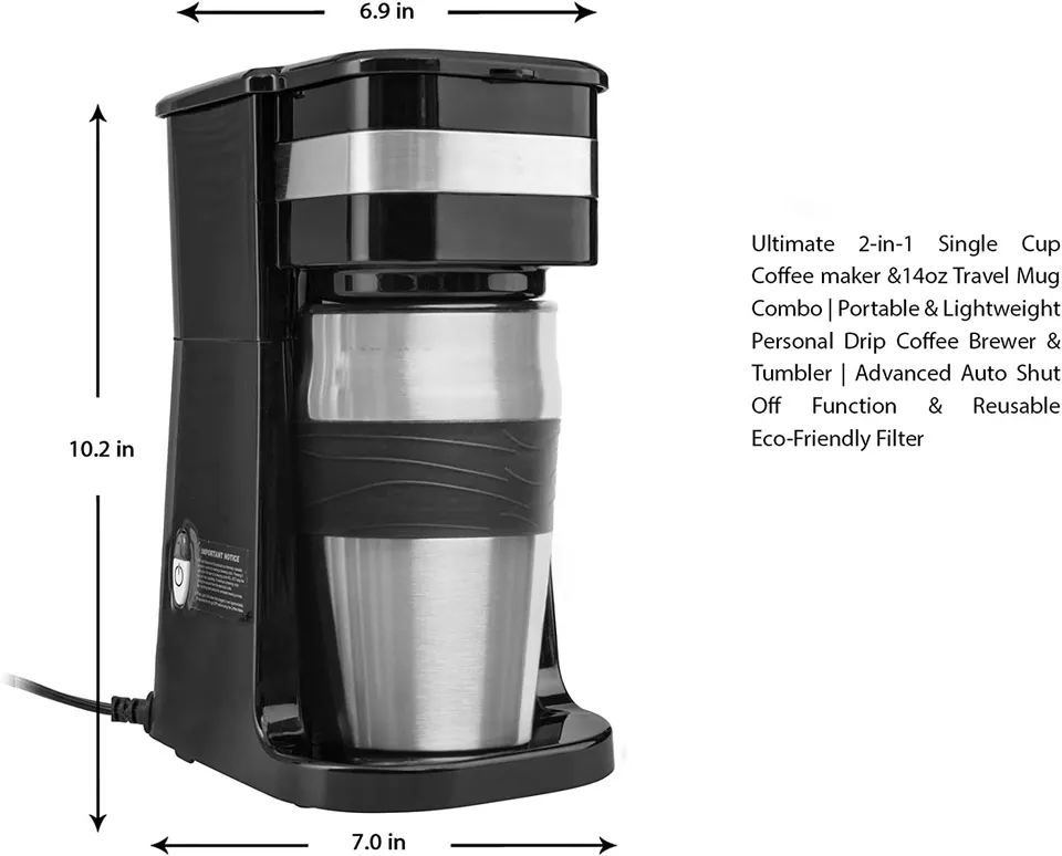 0.42L Electric Coffee machine with 1cup  1Single cup coffee maker with 0.42ml travel mug