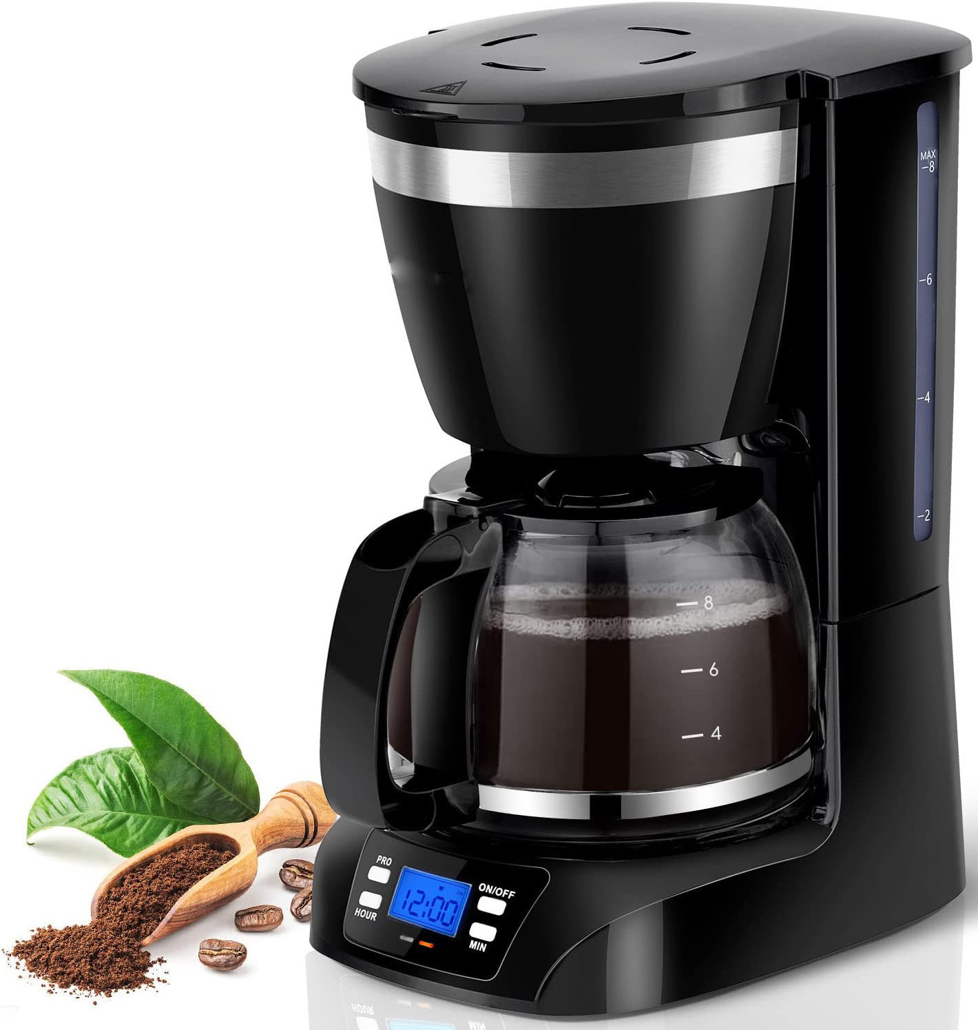 10 Cup Coffee Maker Drip Coffee Maker with Glass Carafe Programmable Coffee Maker 24H Timer and Anti-Drip System Auto Keep Warm