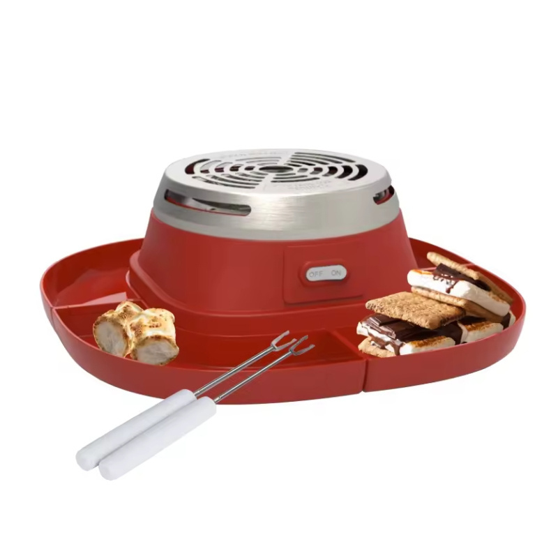 Home Use Chocolate 4 Compartment Trays Marshmallow Roaster Machine Indoor Electric Smores Maker With 2 Forks