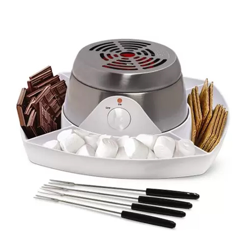 ETL Approved Chocolate Marshmallow Roaster Tabletop Stainless Steel Indoor Electric Smores Maker with Four Forks