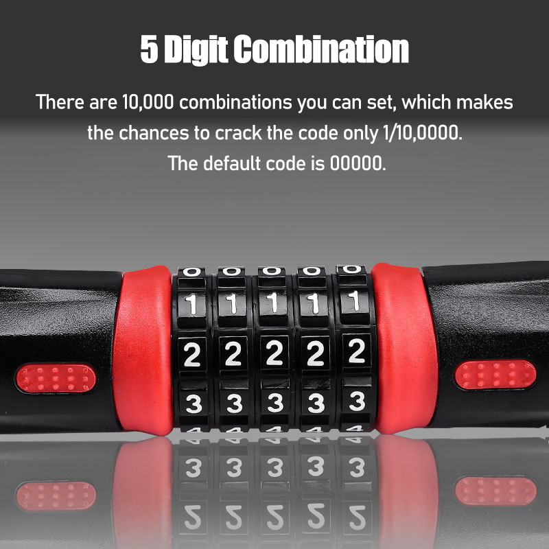 Bicycle motorcycle Electric bicycle combination lock five-digit combination lock chain lock modern simple design portable