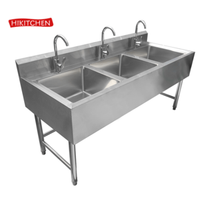 China Manufacturer Commercial Utility Inox Stainless Steel 304 201 Hand Wash Sink Kitchen 3 Compartment Sink With Faucet