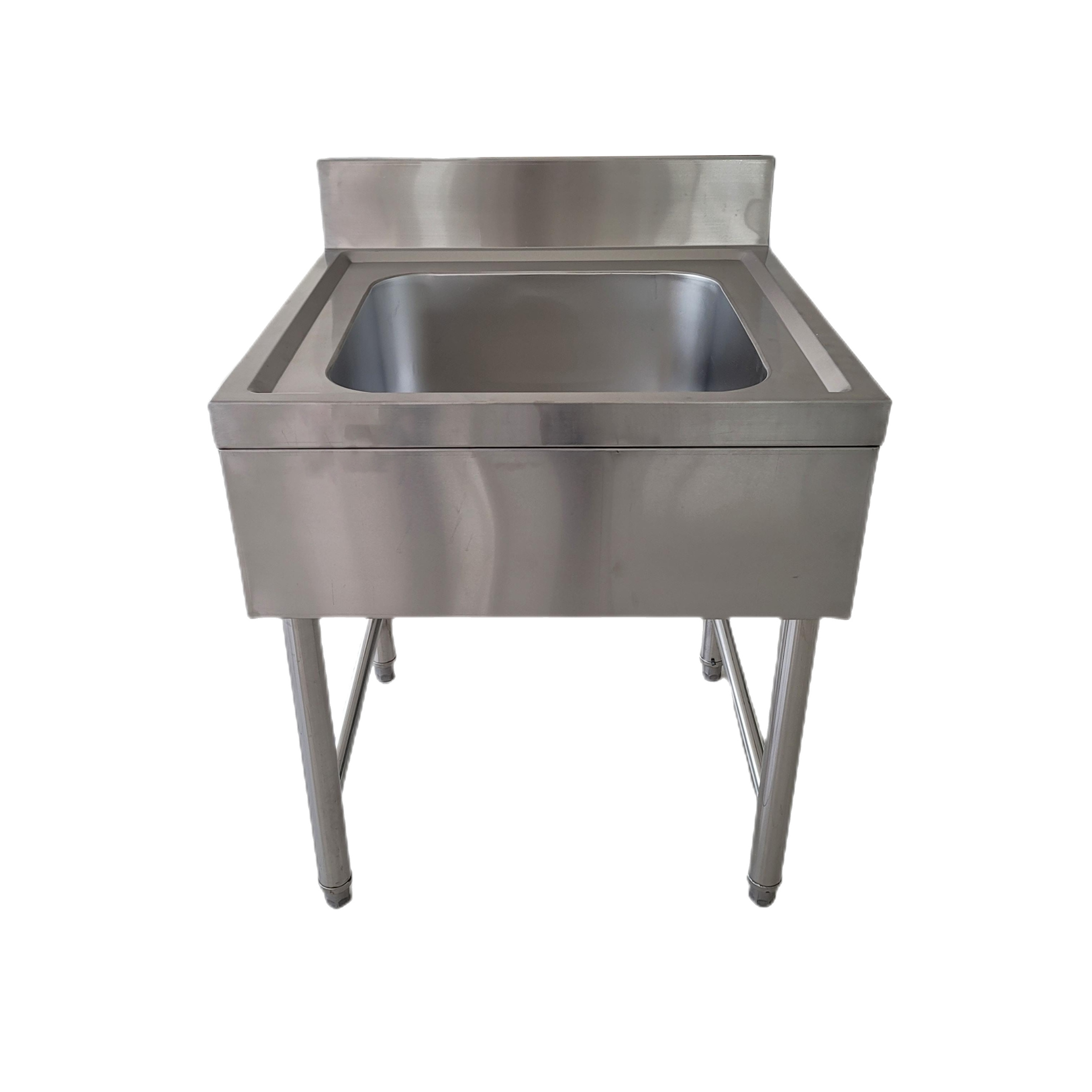 HOT SALE Free Standing European Style Commercial Stainless Steel Single Seamless Bowl Wash Basin Sink For Kitchen Equipment