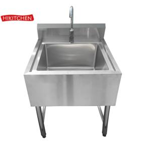 HOT SALE Free Standing European Style Commercial Stainless Steel Single Seamless Bowl Wash Basin Sink For Kitchen Equipment