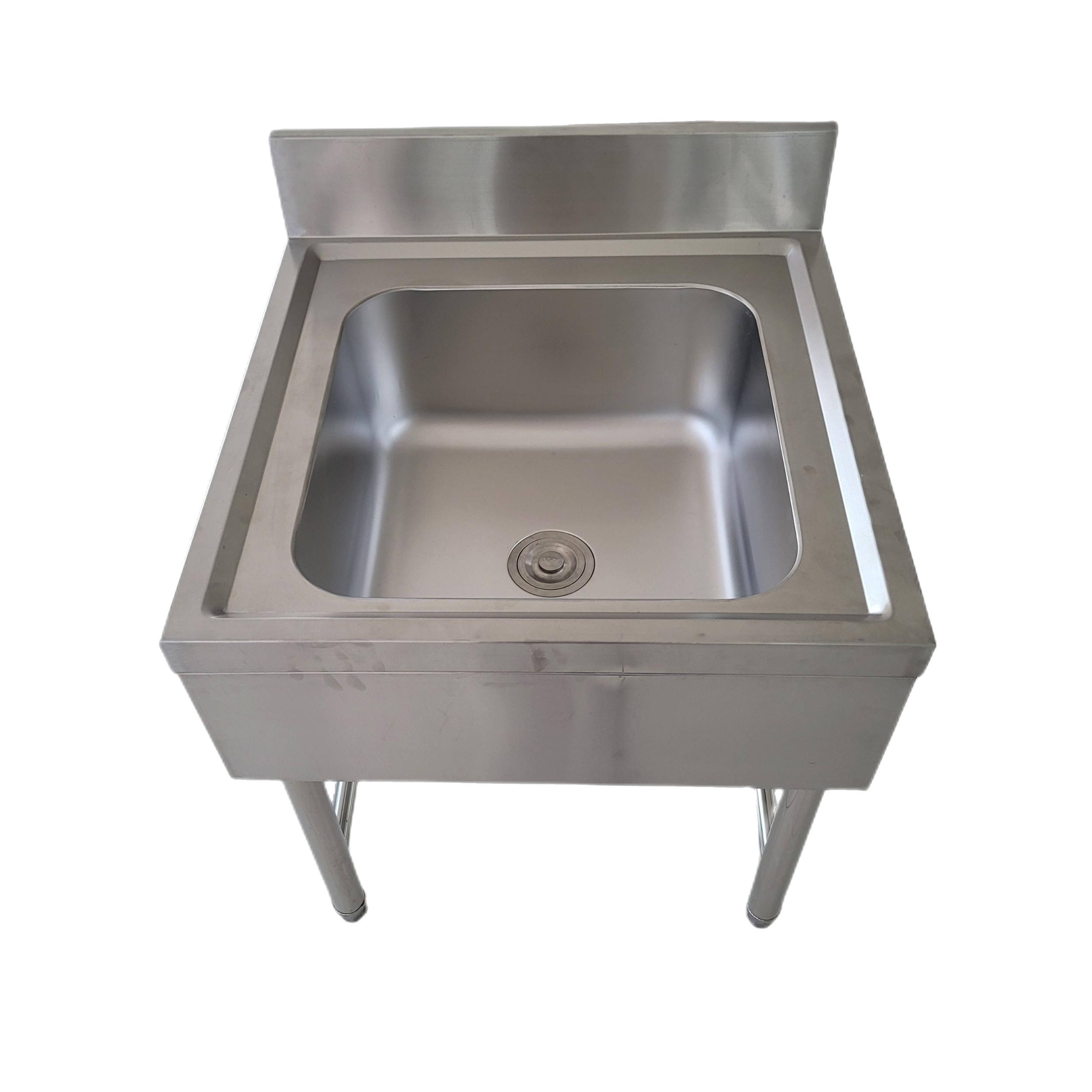 HOT SALE Free Standing European Style Commercial Stainless Steel Single Seamless Bowl Wash Basin Sink For Kitchen Equipment