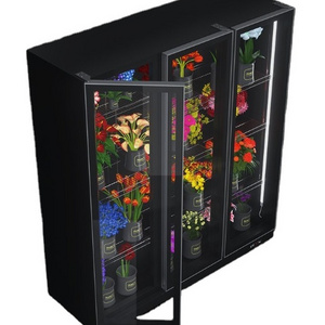 2023 Three Doors Large Capacity LED Light Keep Fresh Flower Glass Display Coolers Refrigerator