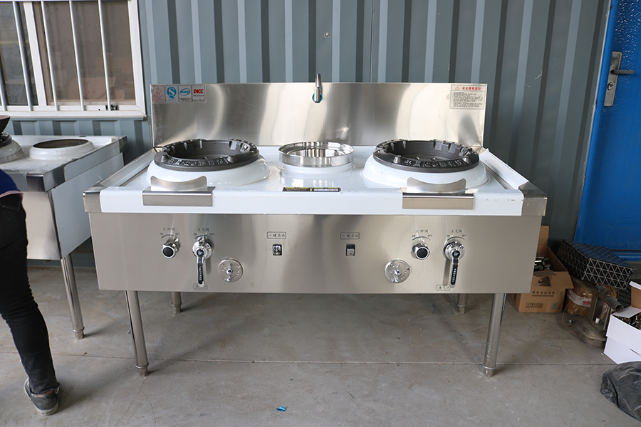 Wok Equipment Wok Gas Range Stove Burner Factory Stand Stainless Steel Chinese with 1 Warmer Carton 1/2 220V 2000W Floor Type