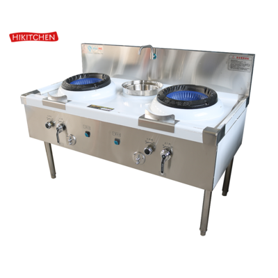 Wok Equipment Wok Gas Range Stove Burner Factory Stand Stainless Steel Chinese with 1 Warmer Carton 1/2 220V 2000W Floor Type