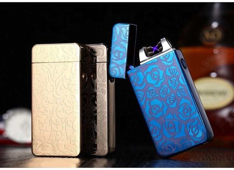 HK607 Cross arc charging lighter usb arc pulse lighter zinc alloy fashion windproof electronic cigar lighter