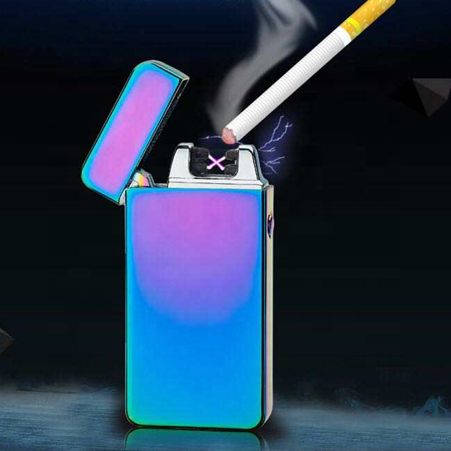 HK607 Cross arc charging lighter usb arc pulse lighter zinc alloy fashion windproof electronic cigar lighter