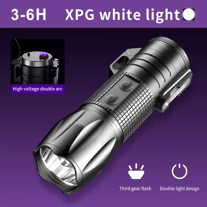 2023 new Electric Laser Self Defense Flashlights Portable Outdoor Camping Torch Lighter USB Rechargeable double arc