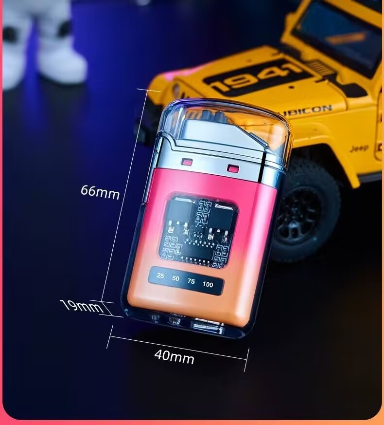 Rechargeable Windproof Waterproof Transparent electric lighter Camping Lighter Plasma Dual Arc Lighter with LED Display