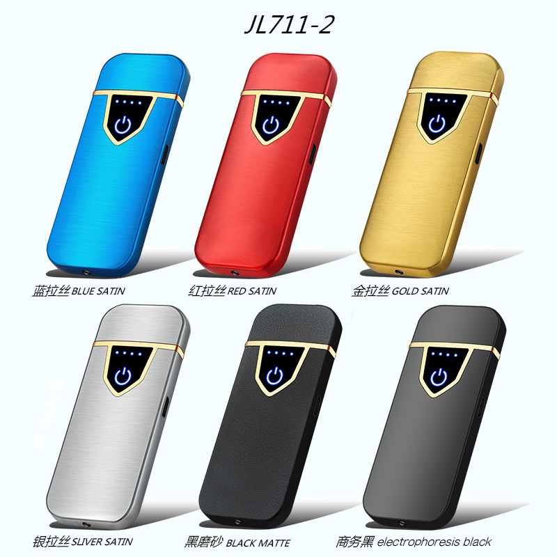 Portable Small Size Heat Coil Slim Lighter Zinc Alloy Fingerprint Encendedor Electrico USB