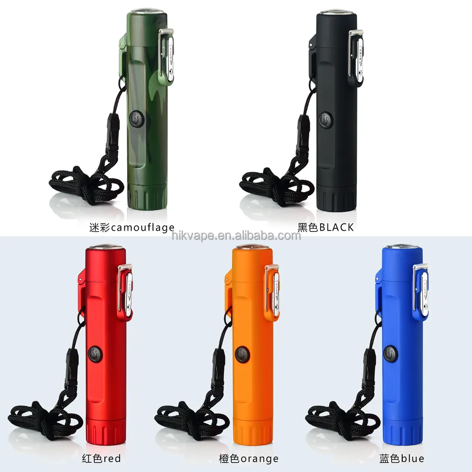 Portable self-defense Lighting  Plasma Arc Lighter Multifunctional Lighting Ignition Tool with Compass Waterproof Flashlight