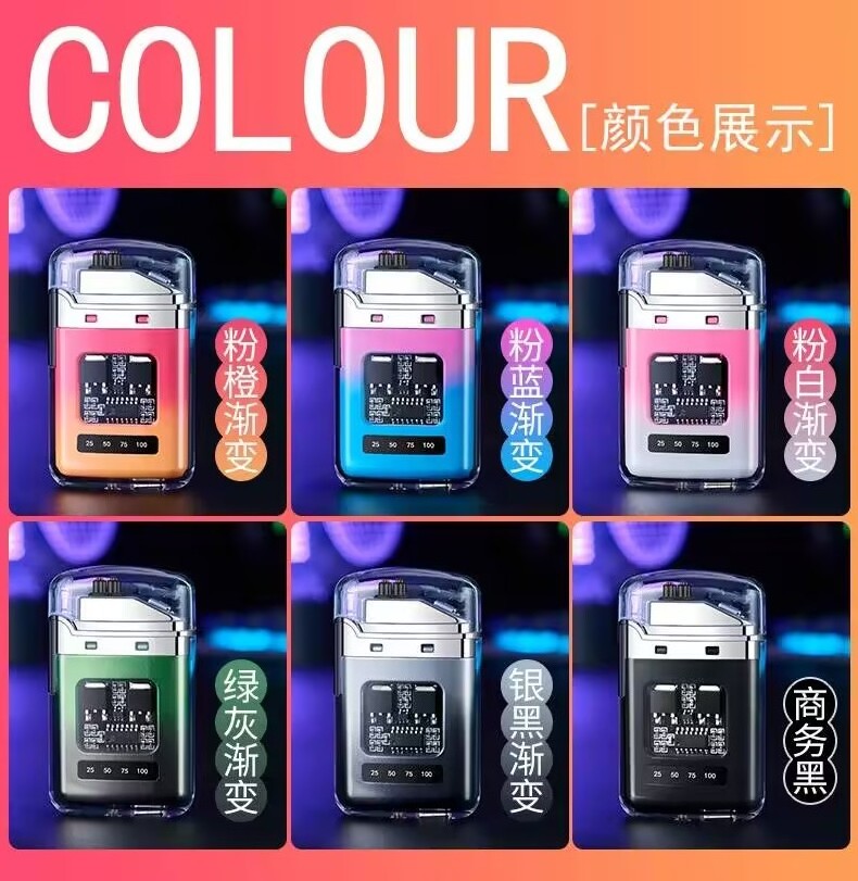 Rechargeable Windproof Waterproof Transparent electric lighter Camping Lighter Plasma Dual Arc Lighter with LED Display