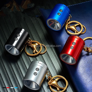 2023 new windproof key chain pendant lighter USB charging lighter with LED lighting torch cigarette lighter