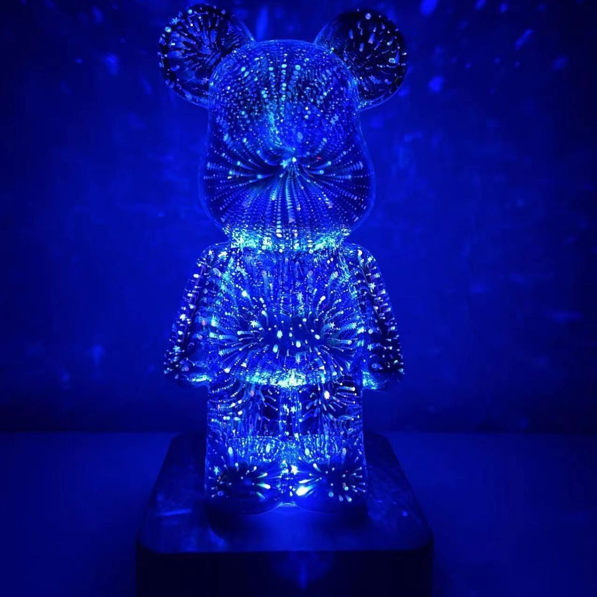 Led Fireworks Bear Atmosphere Night Light Dimmable Rechargeable Table Lamp For Bedroom Bedside Decor Valentine'S Day Party