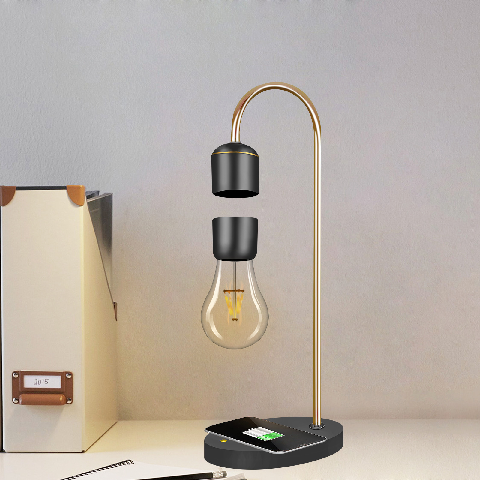 Levitate Desk Table Magnet Lampe Floating Led Lamp Wireless Charging Wood Base Magnetic Levitating Light Bulb