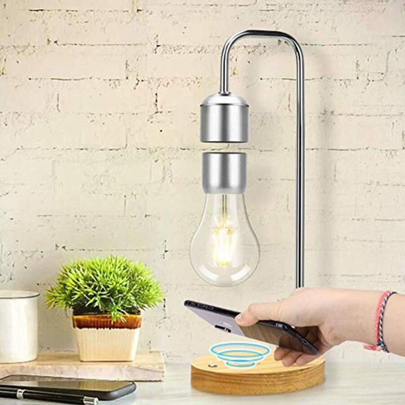 Levitate Desk Table Magnet Lampe Floating Led Lamp Wireless Charging Wood Base Magnetic Levitating Light Bulb