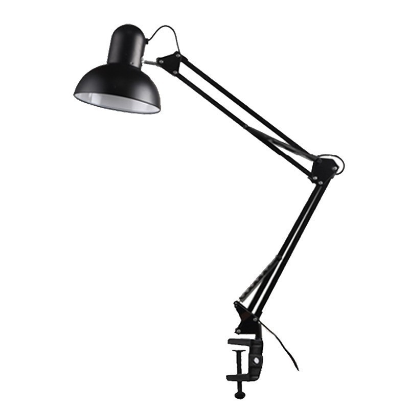 Black E27 Bulb Iron Working Lamp Classic On-Line Switch Swing Arm Desk With Clamp Mount Clip