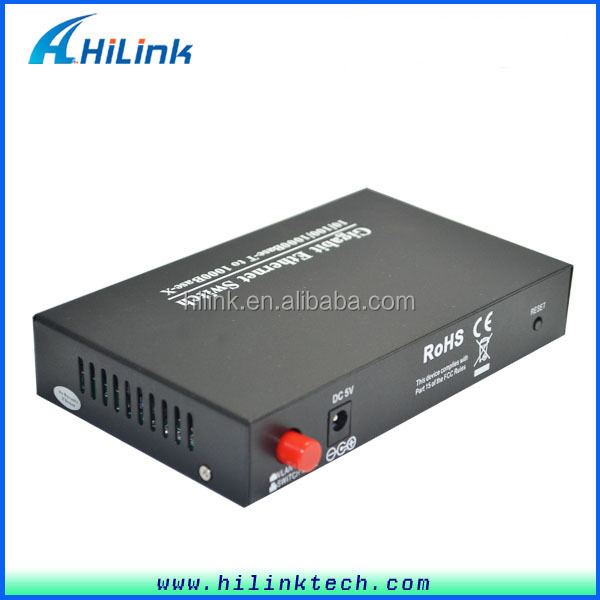 10/100/1000M dual SFP to 4 RJ45 ports Fiber Optic Media Converter Giga Fiber ethernet switch