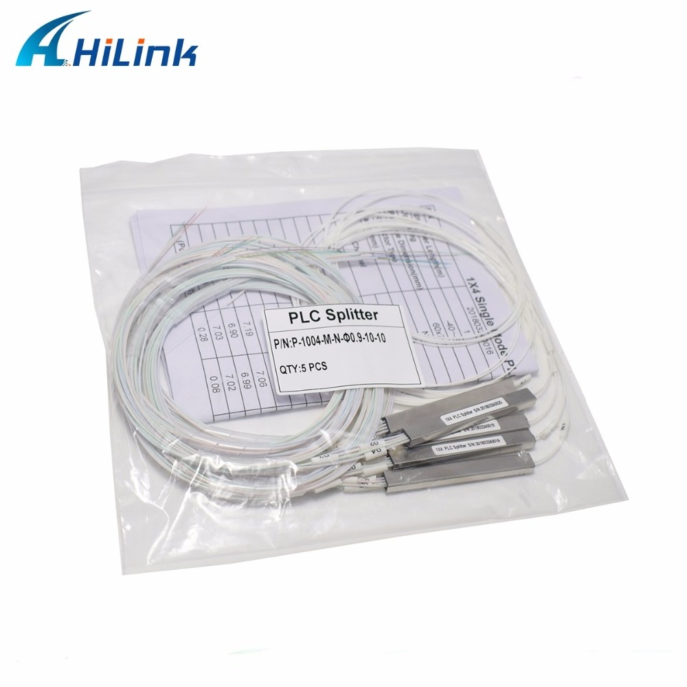 Hilink optical fiber PLC splitter 1x2/4 Steel Tube type 0.9mm Bare fiber Without connector