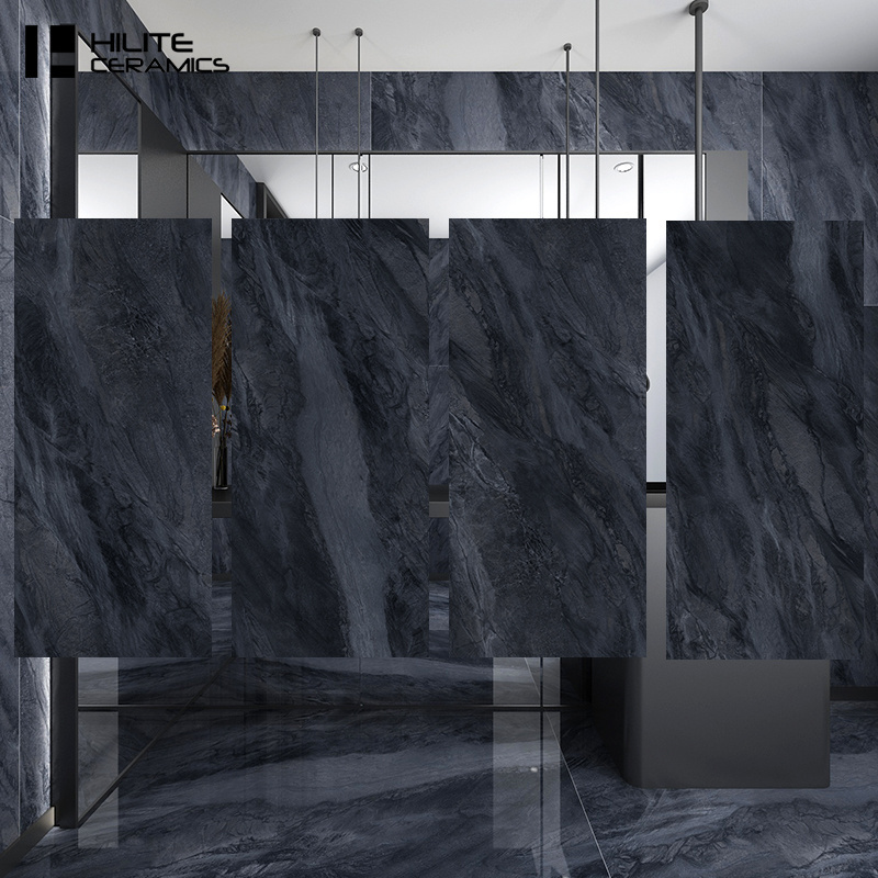 High Quality 750*1500mm Glazed Polished Floor Faux Marble Black Tiles