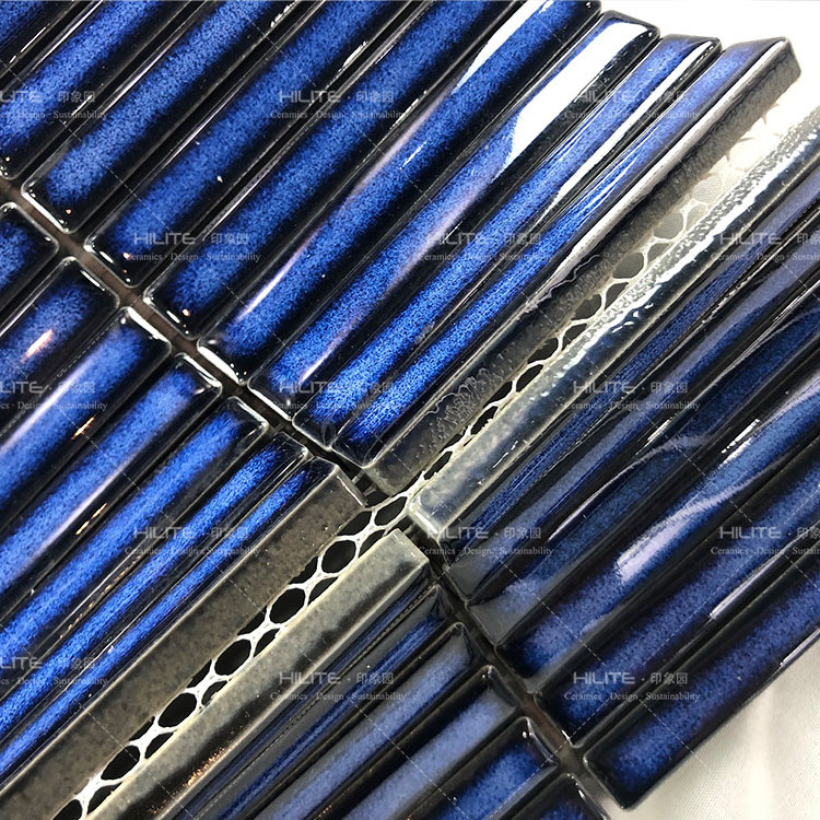 New Design European Antique 282*322mm Blue Glass Bathroom Finger Mosaic Tiles