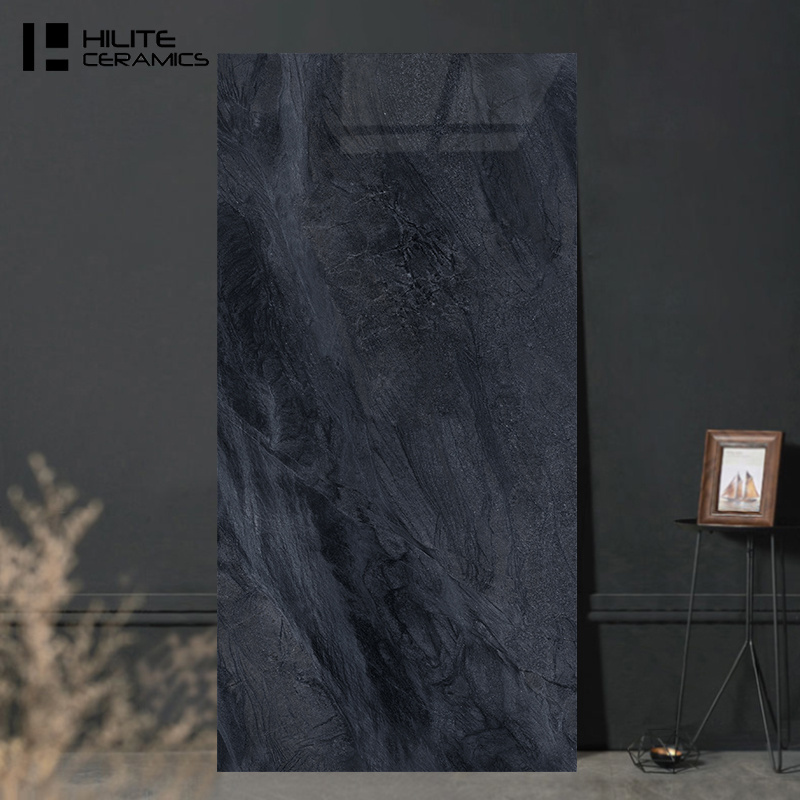 High Quality 750*1500mm Glazed Polished Floor Faux Marble Black Tiles