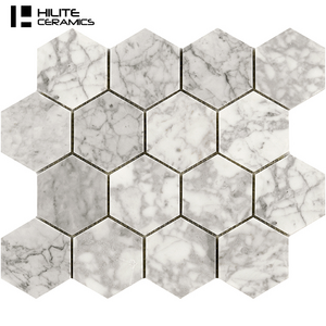 HILITE Foshan Stone Mosaic Marble Tile Decorative Kitchen Backsplash 3D Waterjet 285*300mm Glossy Hexagon Porcelain