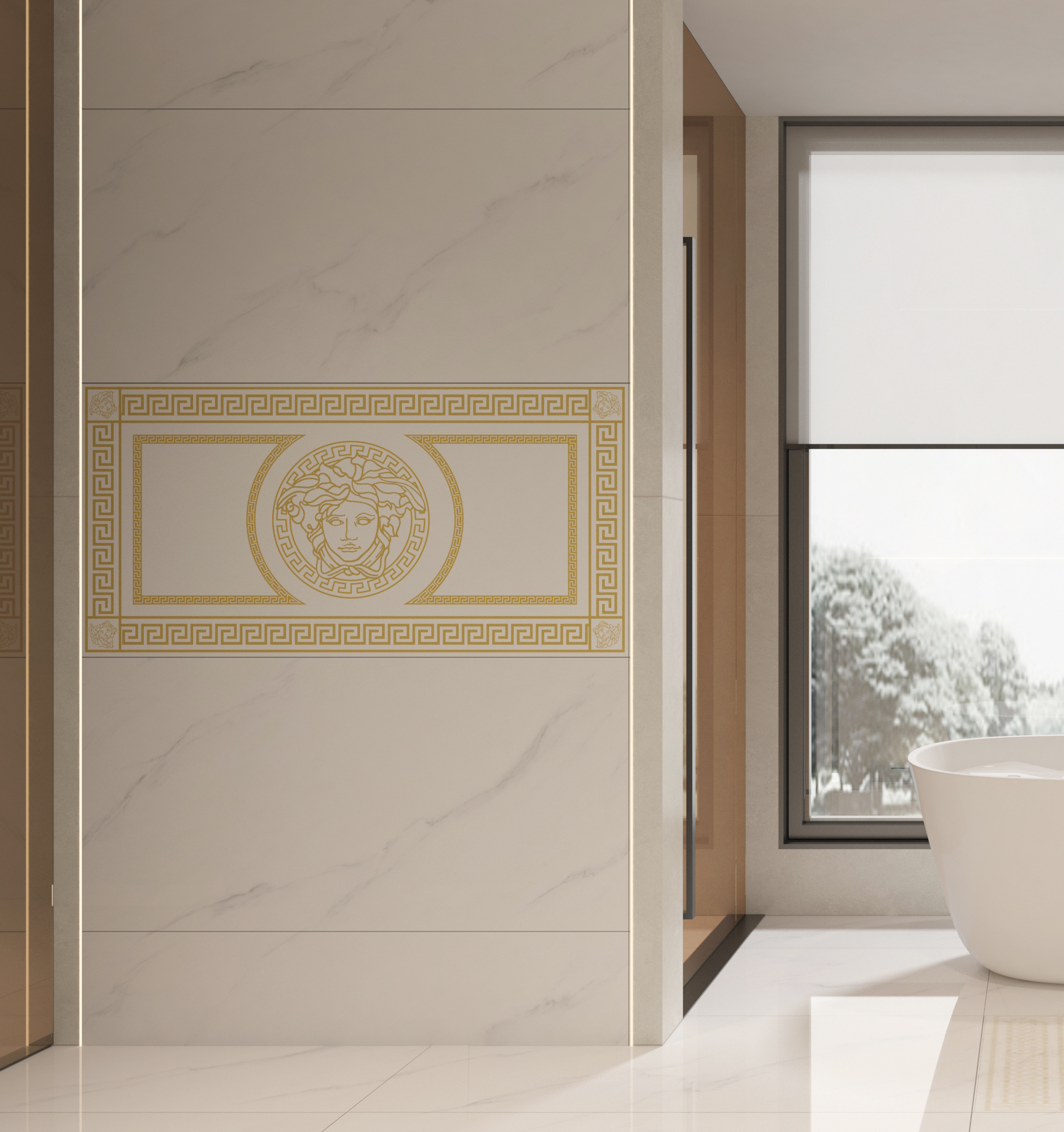 HILITE 3D Golden calacatta porcelain floor and marble glazed ceramic tile designs for wall