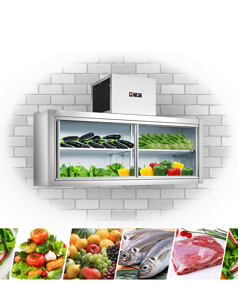 Customized Stainless steel wall-mounted refrigerator left and right sliding door fresh-keeping refrigerator