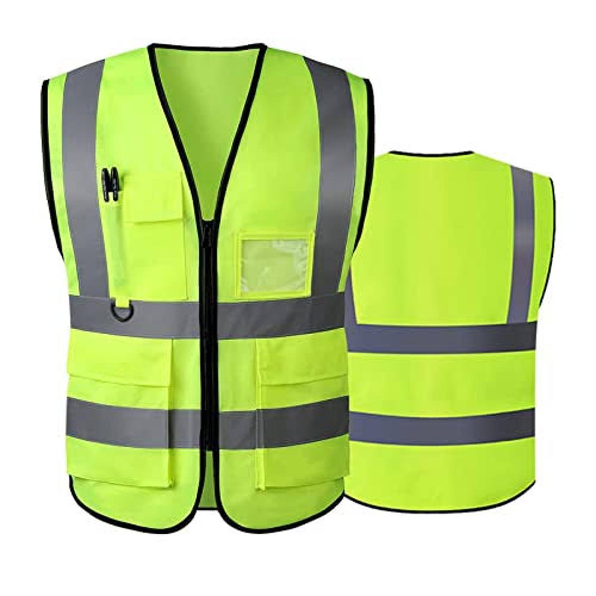 Road Safety reflective safety clothing hi vis safety Vest With Zipper  Multi Pockets Reflective Jacket Security Traffic