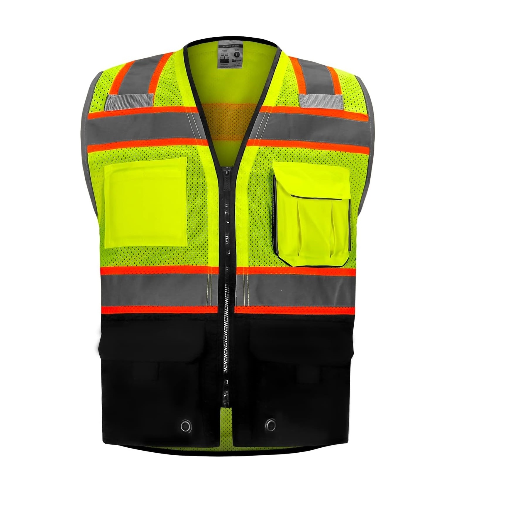 10 Pockets Professional level Safety Vest clothing hi vis safety Vest With Zipper Multi Pockets Reflective Jacket Security