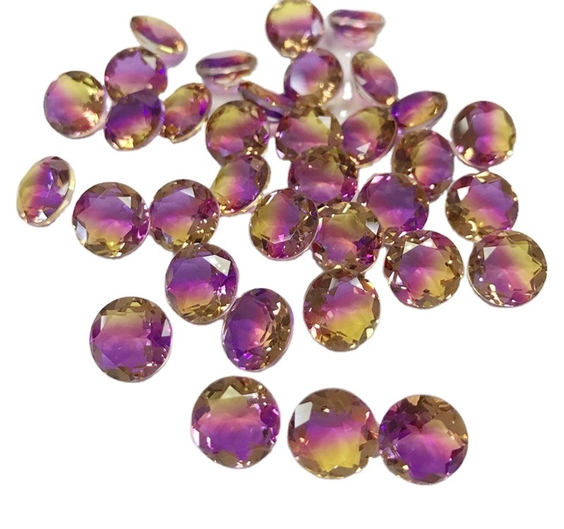 10mm multi-color watermelon tourmaline round shape synthetic loose gemstone for jewelry