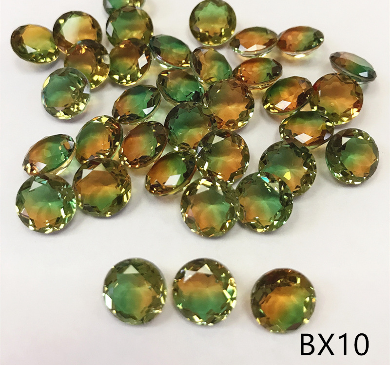 10mm multi-color watermelon tourmaline round shape synthetic loose gemstone for jewelry