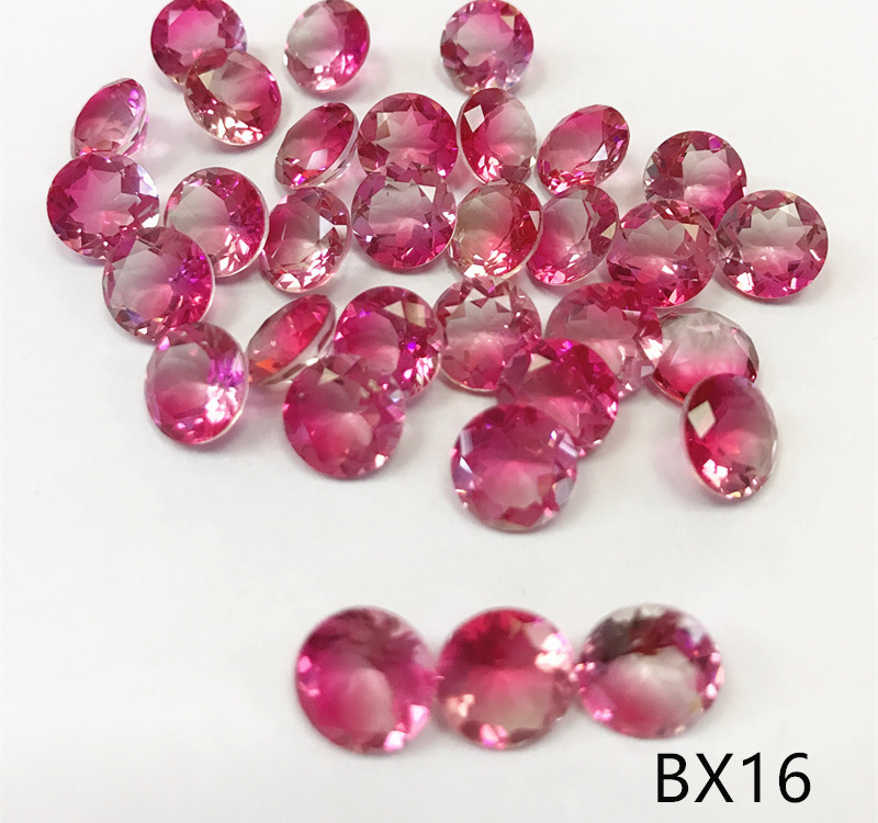 10mm multi-color watermelon tourmaline round shape synthetic loose gemstone for jewelry